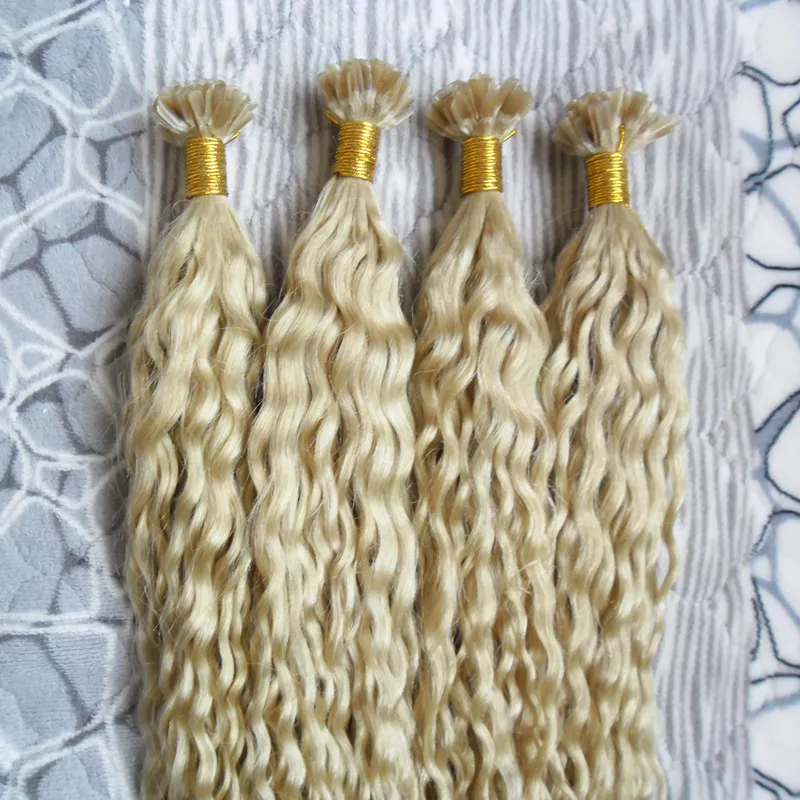 Keratin I-Tip Hair Extension Curly Color #60,#613,Piano,Balayage